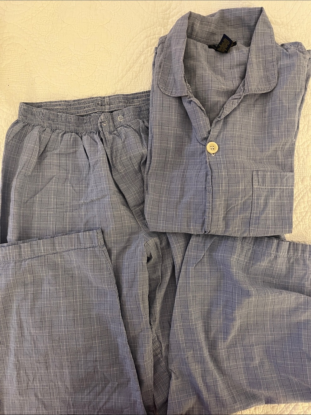 Club Room Navy and Light Blue Pajamas Men’s 100% Cotton M